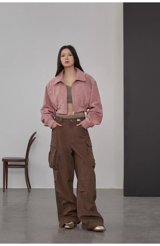 Retro  Classic Stand Up Sheep Leather Short Jacket "Witch Game"-0