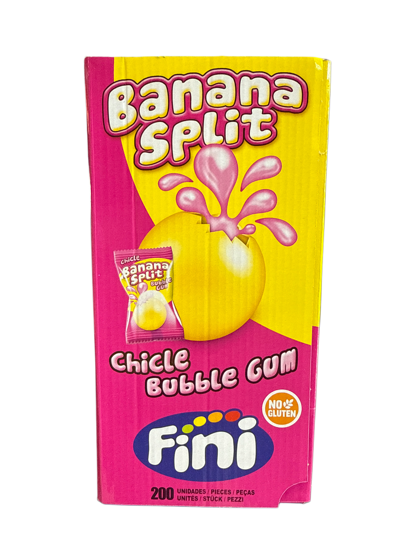 Fini Banana Split Bubble Gum 200 Individually Wrapped Pieces - U.K Edition
