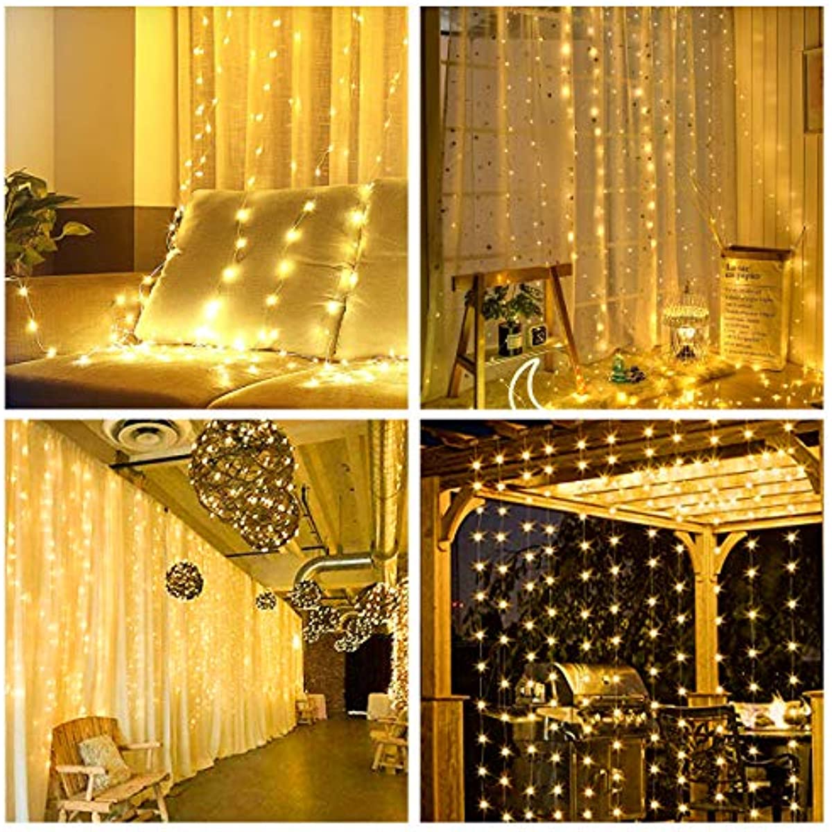 300 LED Warm Fairy Curtain Lights, 9.8 x 9.8ft - USB Powered, 8 Lighting Modes with Remote Control, Perfect for Bedroom & Party Decor, Includes Hook for Easy Hanging, LED Lights for Bedroom