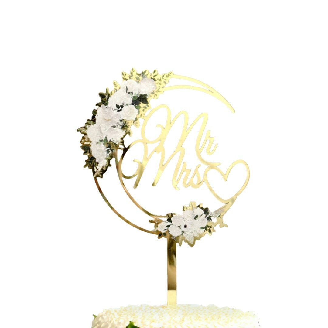 Ins Style MRMRS Color Printing Acrylic Cake Decoration Party Supplies