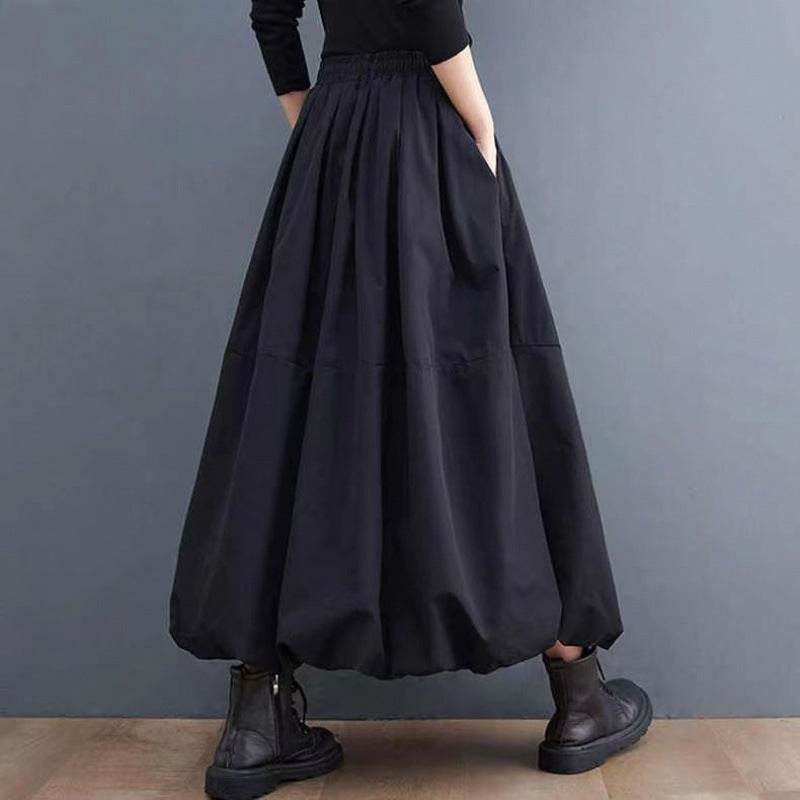 Fashion Personality New Solid Pocket Prairie Midi maxi Skirt Women