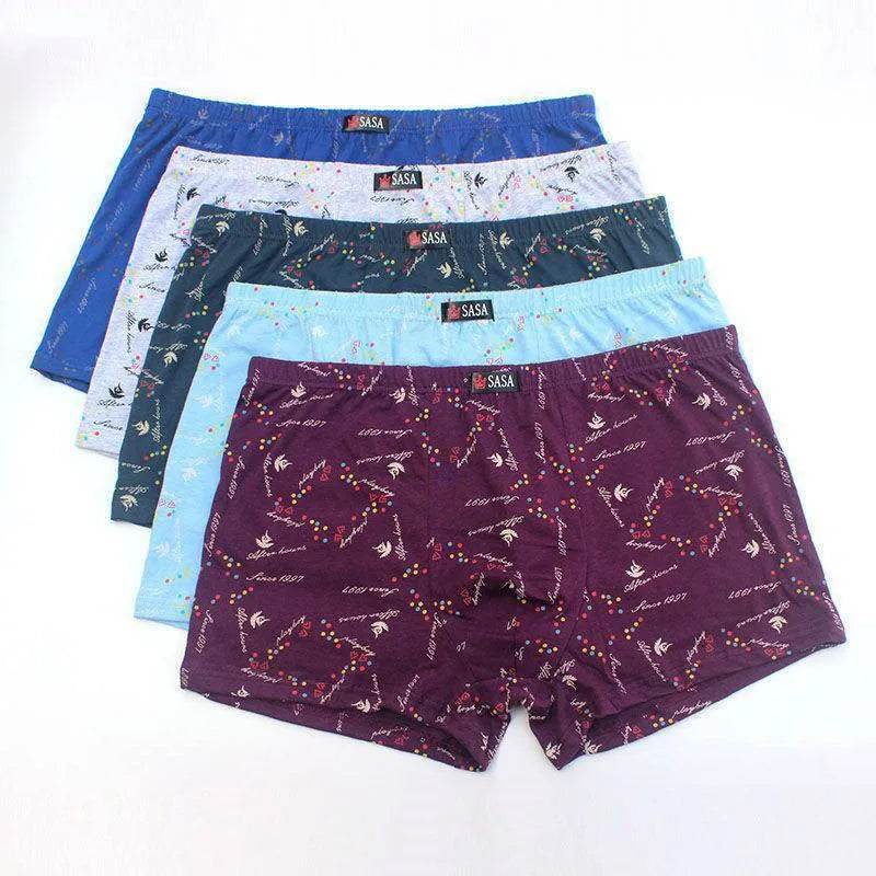 Men's  Underpants Cotton 6 Pcs  Printed Boxer Mid Waist underwear