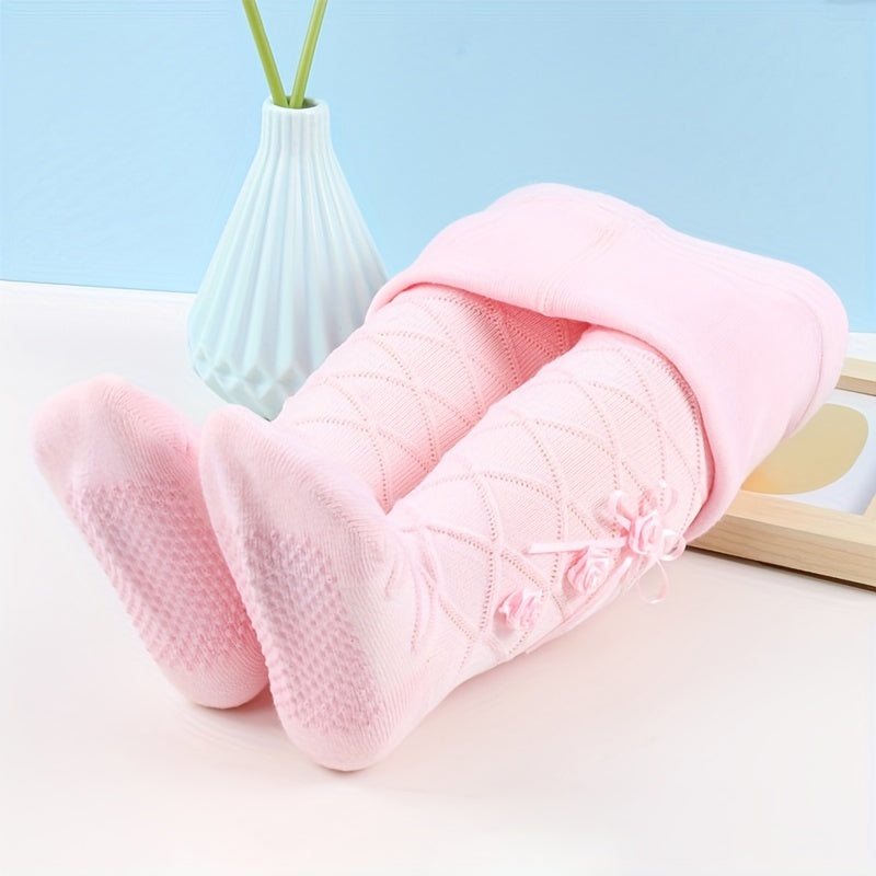 Adorable Baby Leggings With Soft Combed Cotton And Slip-on Pantyhose In Rose Petal Design