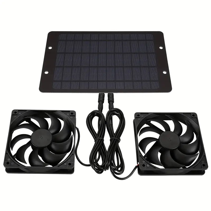 Solar-Powered Electric Ventilator - 10W/12V Dual Fan Pack-0