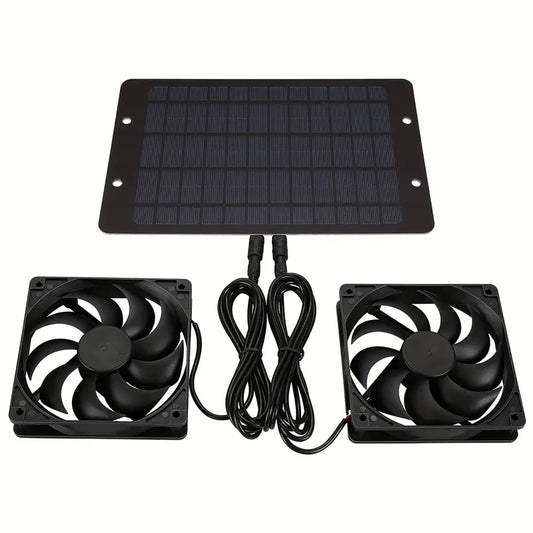 Solar-Powered Electric Ventilator - 10W/12V Dual Fan Pack-0