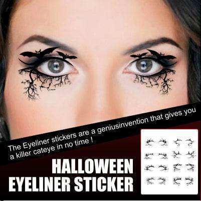 Halloween Eyeliner Patch, Scary Fashion Party Makeup Kit Bat Spider Decorative Eyeliner Eyeshadow Patch