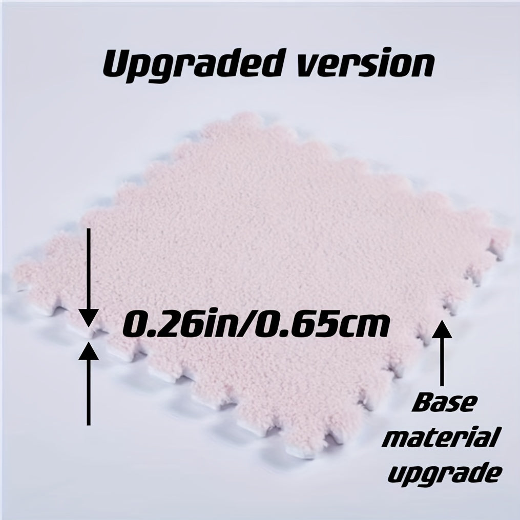 12pcs, Foam Puzzle Floor Mat Rug, Cute Pink Puzzle Floor Mat Interlocking Fluffy Flooring Tiles Soft Climbing Area Rugs Plush Interlocking Carpet Tiles For Home Playroom Bedroom Decor, Bedroom Accessories, Removable And Washa