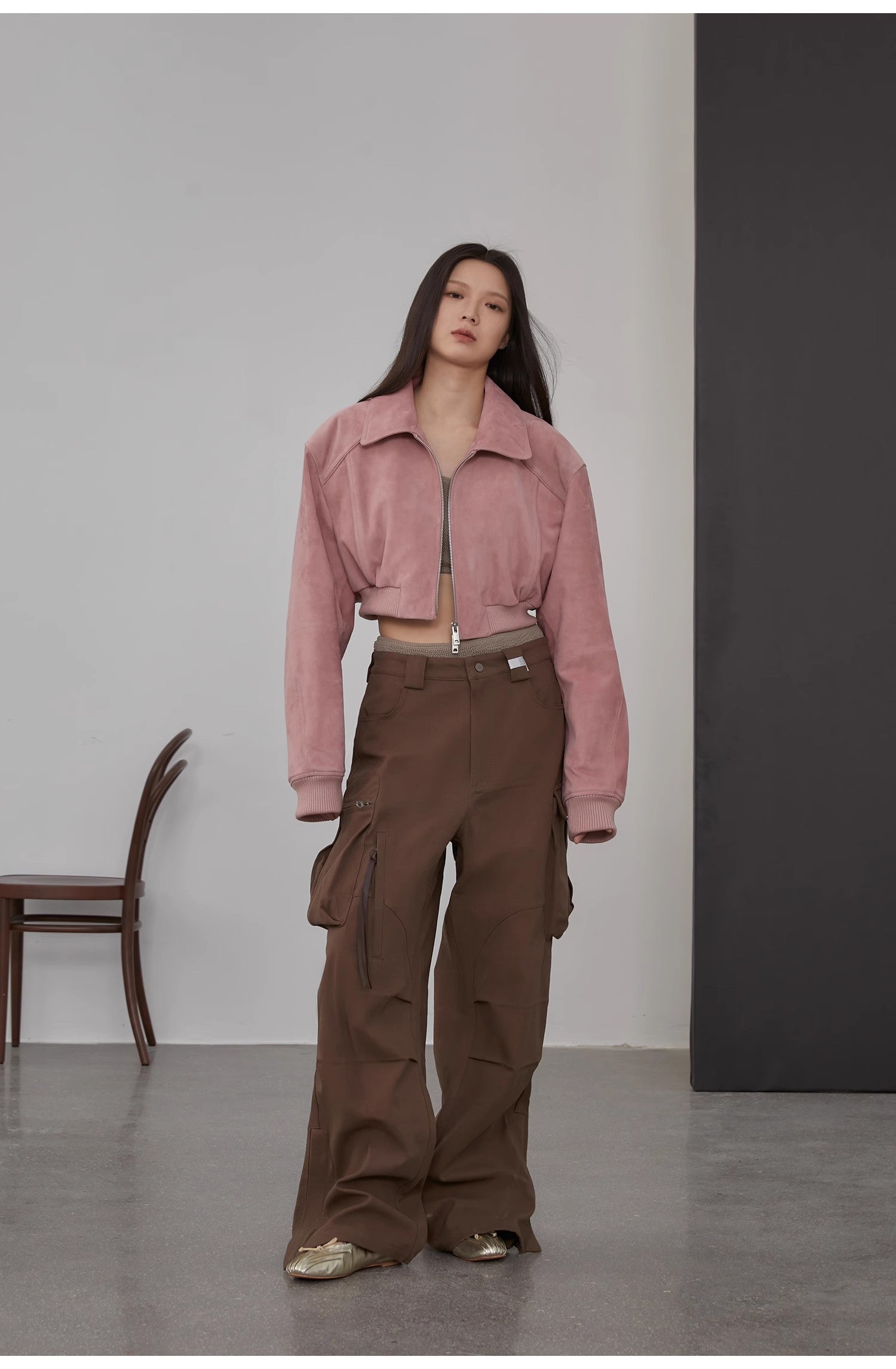 Retro  Classic Stand Up Sheep Leather Short Jacket "Witch Game"-4