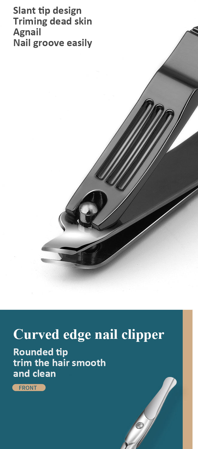High-Quality Manicure Set With Morandi Grey Top-Grade PU Leather Packaging Nail Clipper Kits Perfect Gift Friends Family