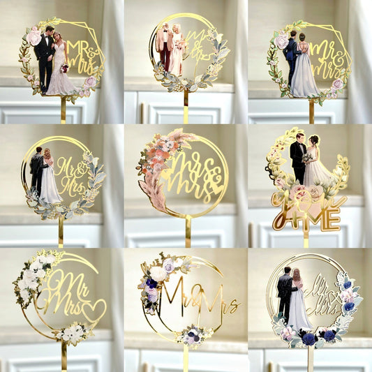 Ins Style MRMRS Color Printing Acrylic Cake Decoration Party Supplies