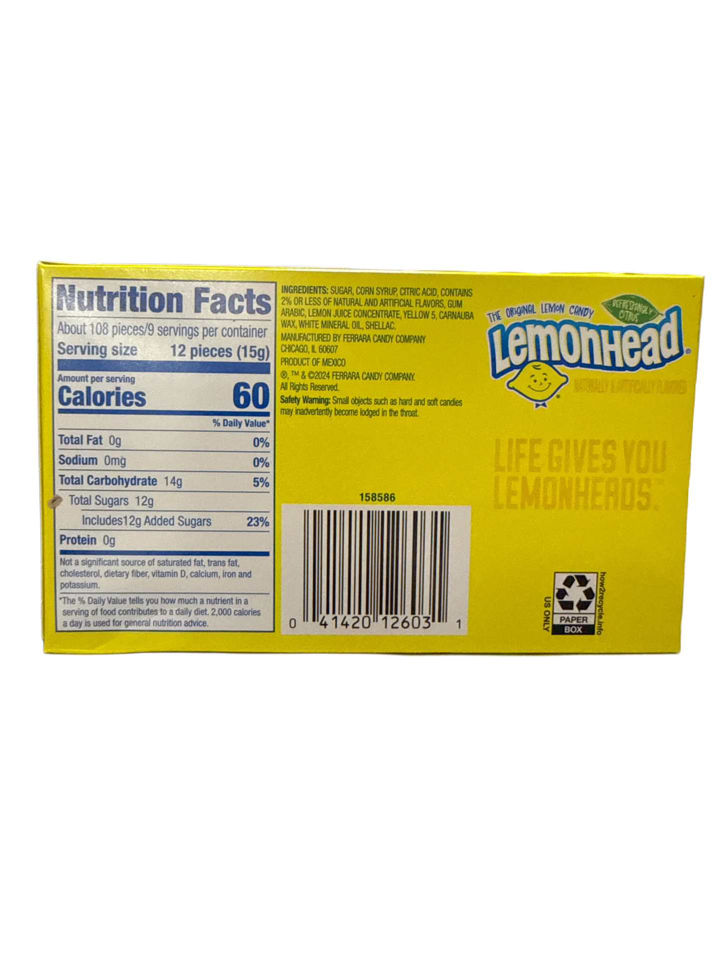 Lemonhead Theatre Box Candies 142G - Canadian Edition