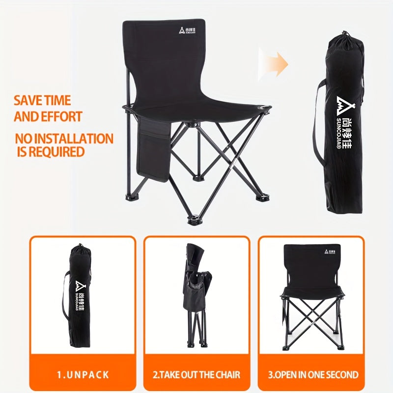 Portable Folding Steel Camping Chair with Backrest-3