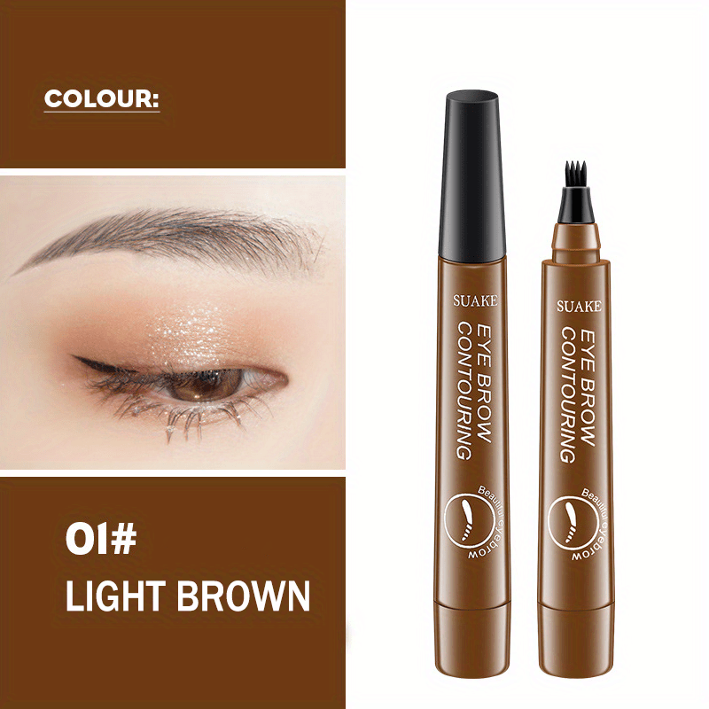 5 colors Natural Looking Waterproof Eyebrow Pen with 4 Split Head for Microblading and Makeup