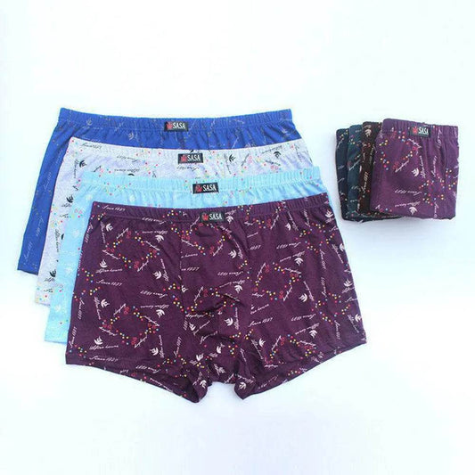 Men's  Underpants Cotton 6 Pcs  Printed Boxer Mid Waist underwear