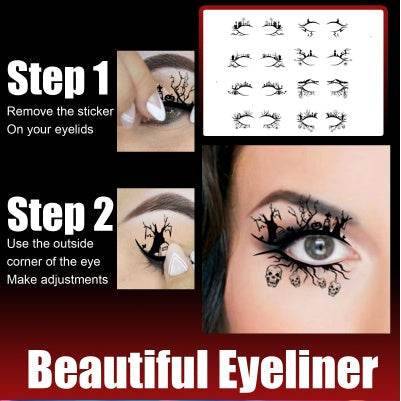 Halloween Eyeliner Patch, Scary Fashion Party Makeup Kit Bat Spider Decorative Eyeliner Eyeshadow Patch
