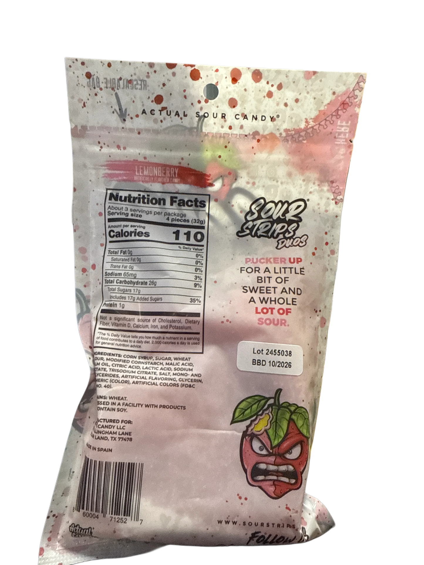 Sour Strips Lemonberry Flavour 96G - U.S Edition