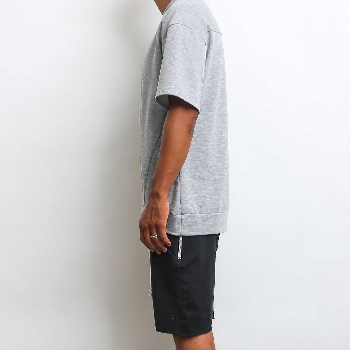 REVERSE FRENCH TERRY TEE- GREY-2