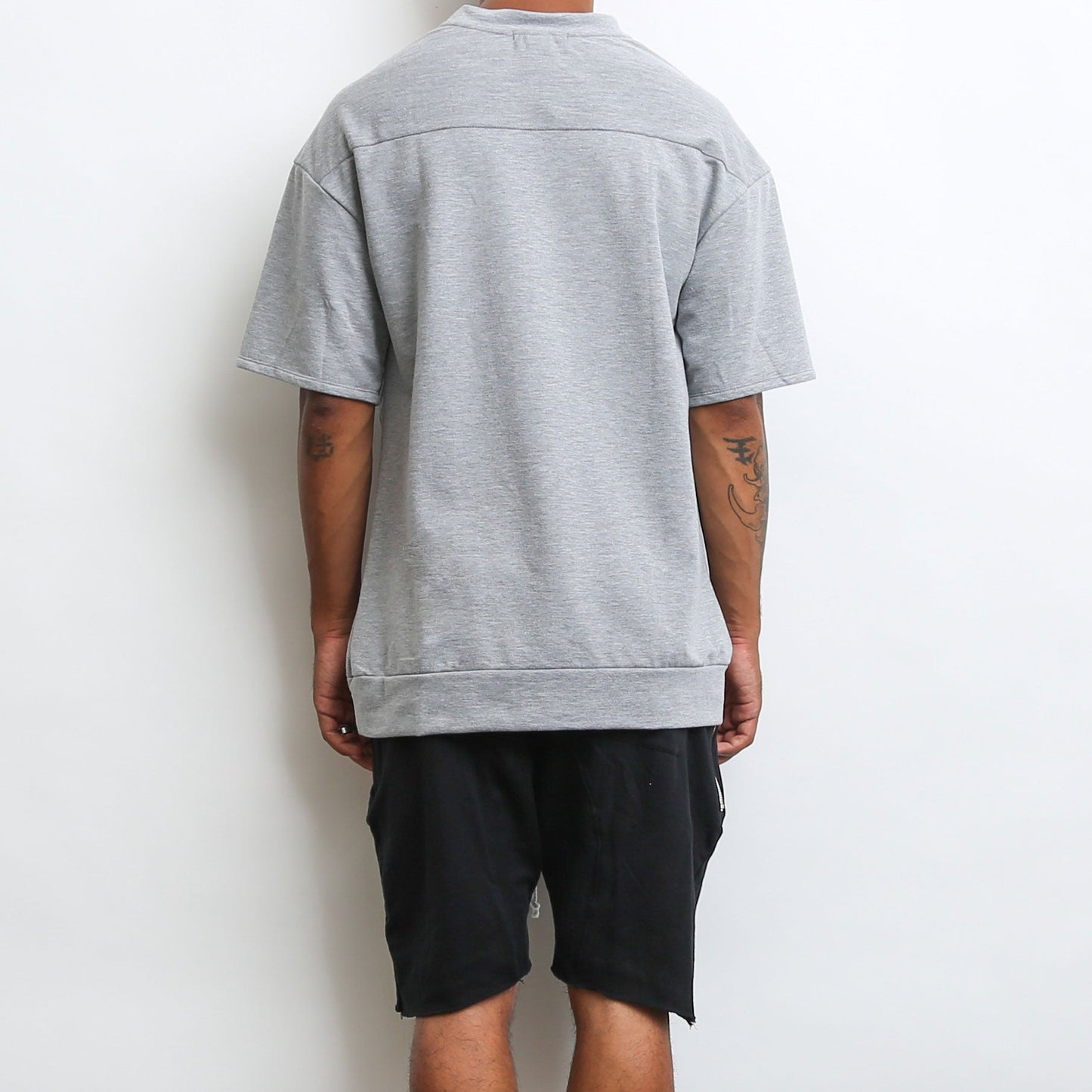 REVERSE FRENCH TERRY TEE- GREY-3