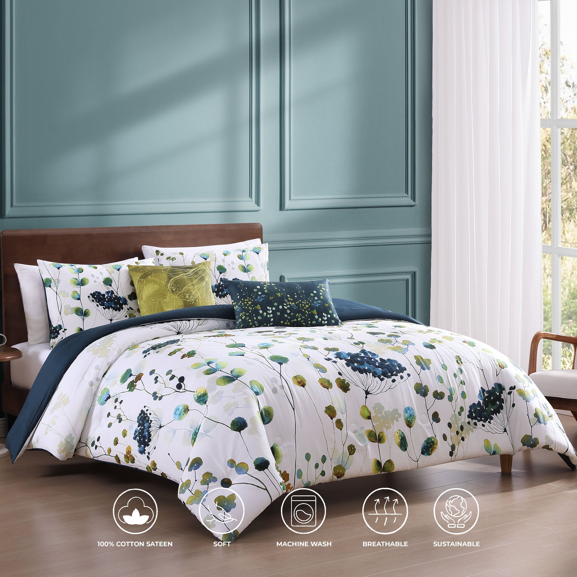 Bebejan Abstract Vines 5 Piece Reversible Comforter Set-1