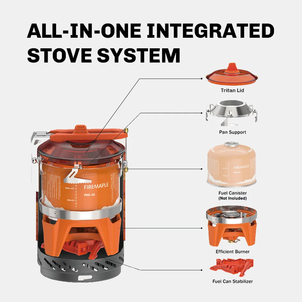 Portable Camping Cooking System 1L Gas Stove Burner Orange-2