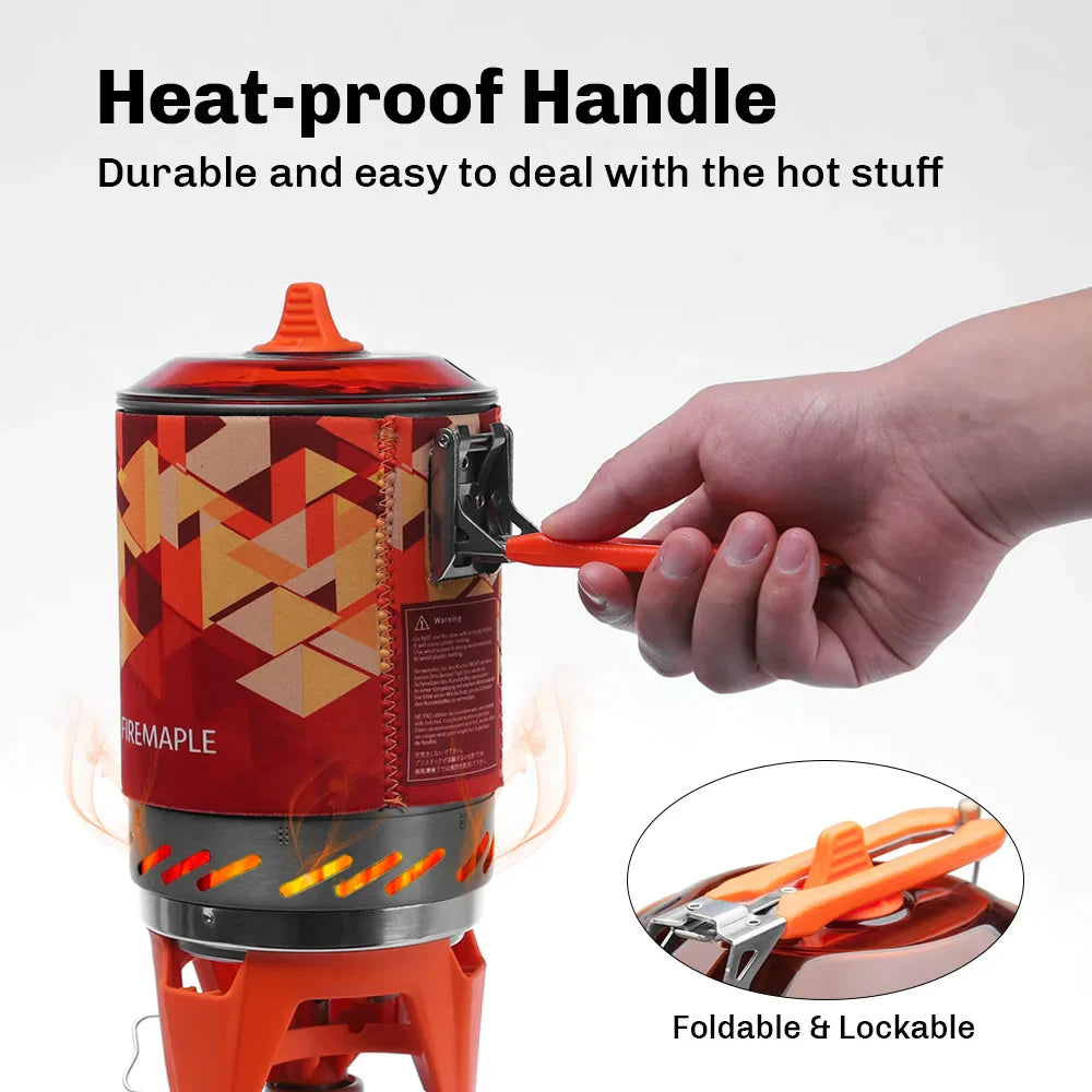 Portable Camping Cooking System 1L Gas Stove Burner Orange-4