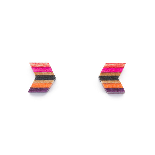 Arrow Colourful Recycled Skateboard Stud Earrings-0