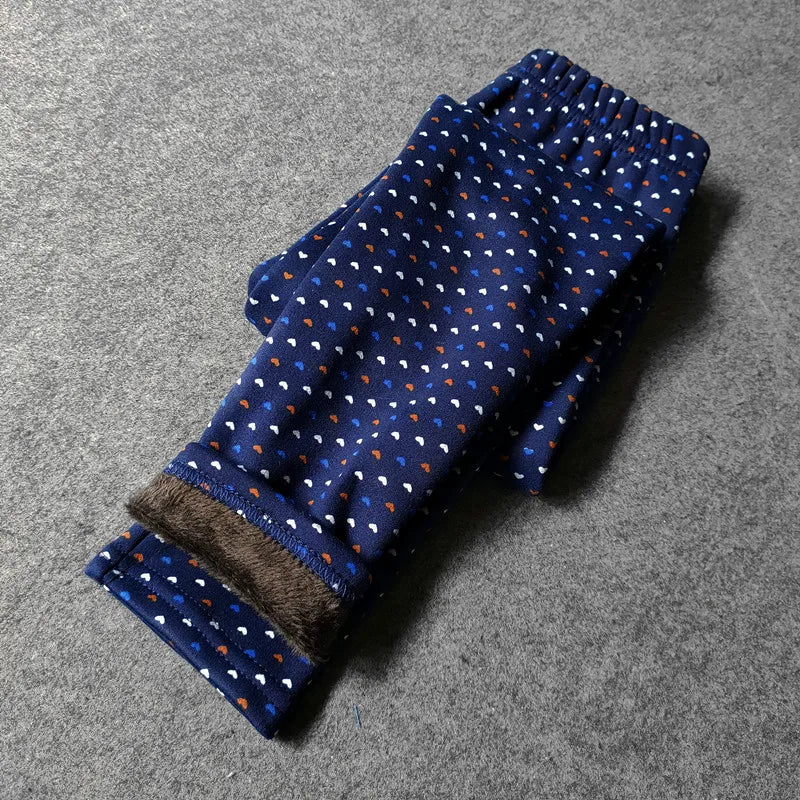 Autumn Winter Baby Girls Leggings Thick Warm Dot Pants Kid Girl Leopard Plus Velvet Pants Children Vintage Flowers Trousers