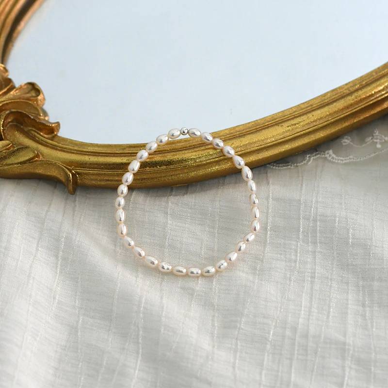 Natural Freshwater White Rice Pearl Bracelet-1