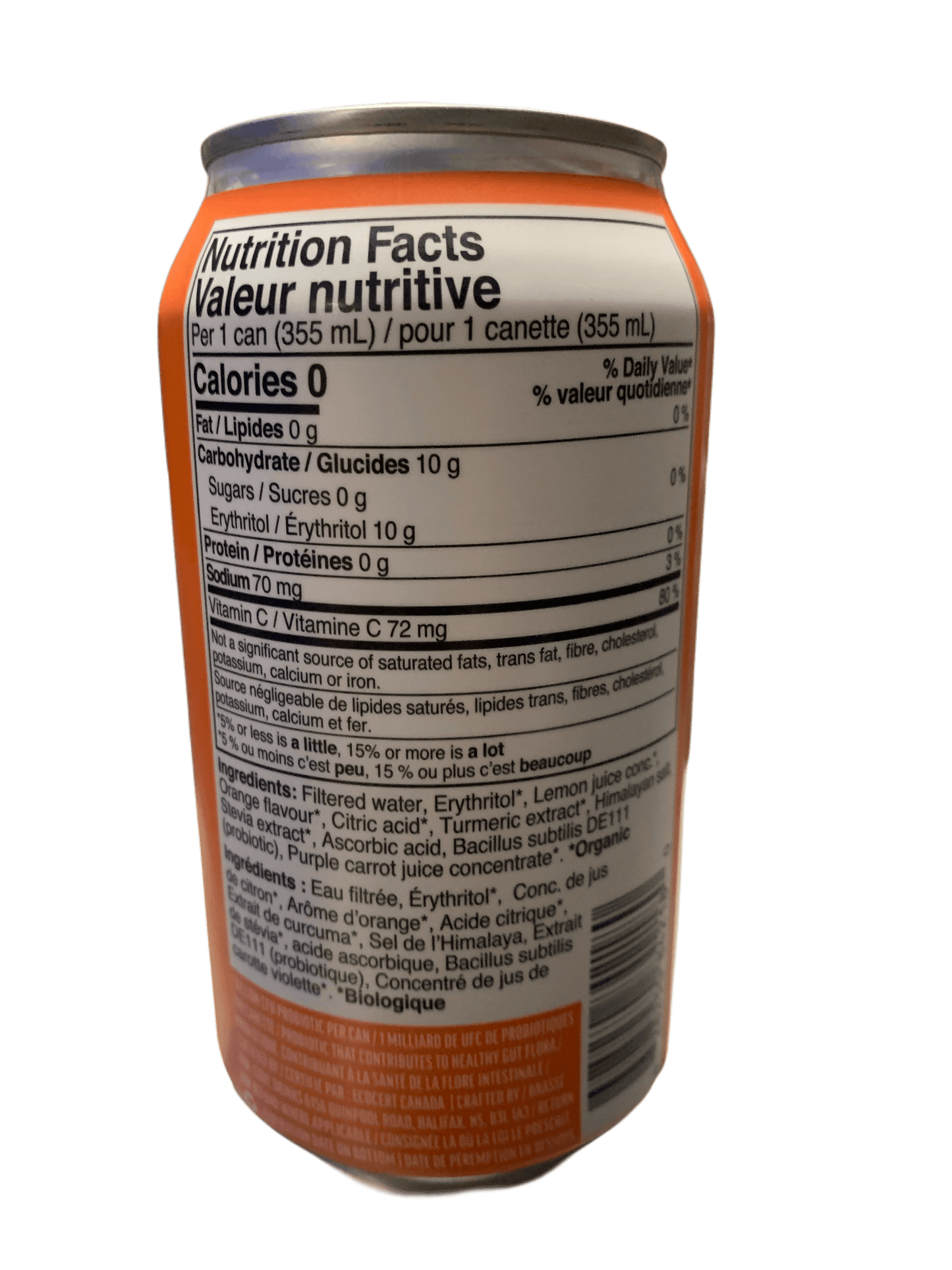 Cove Prebiotic Orange Flavoured Soda 355ML - Canadian Edition