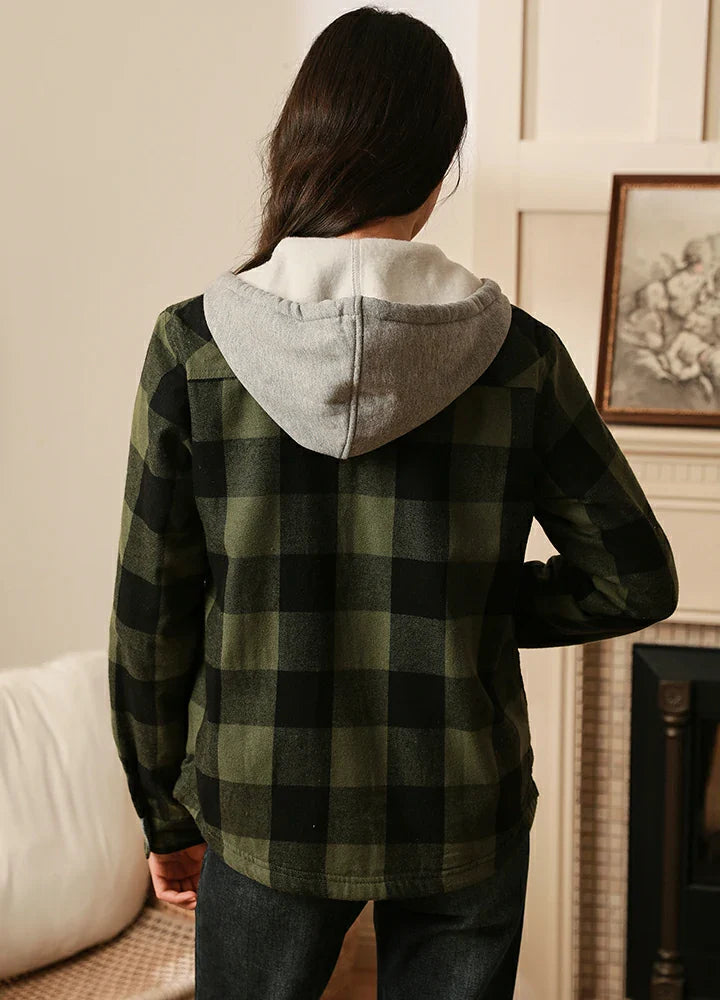 Women's Matching Family Green Fleece Lined Flannel Shirt-3