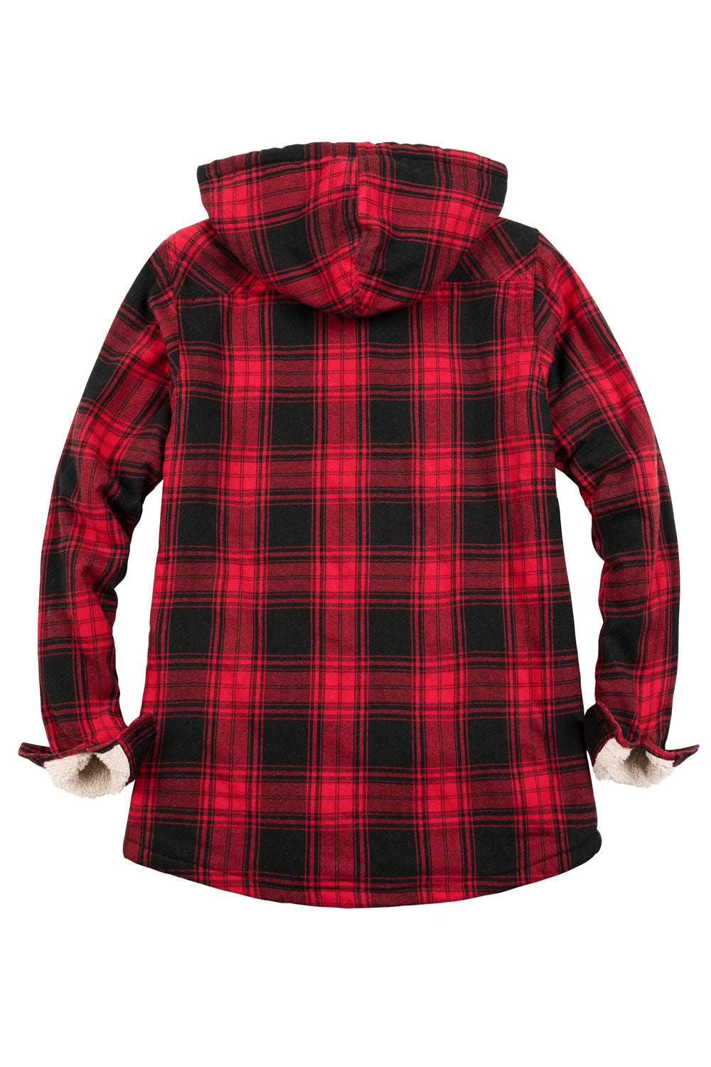 Women's Matching Family Sherpa Lined Red Flannel Jacket with Hood-1