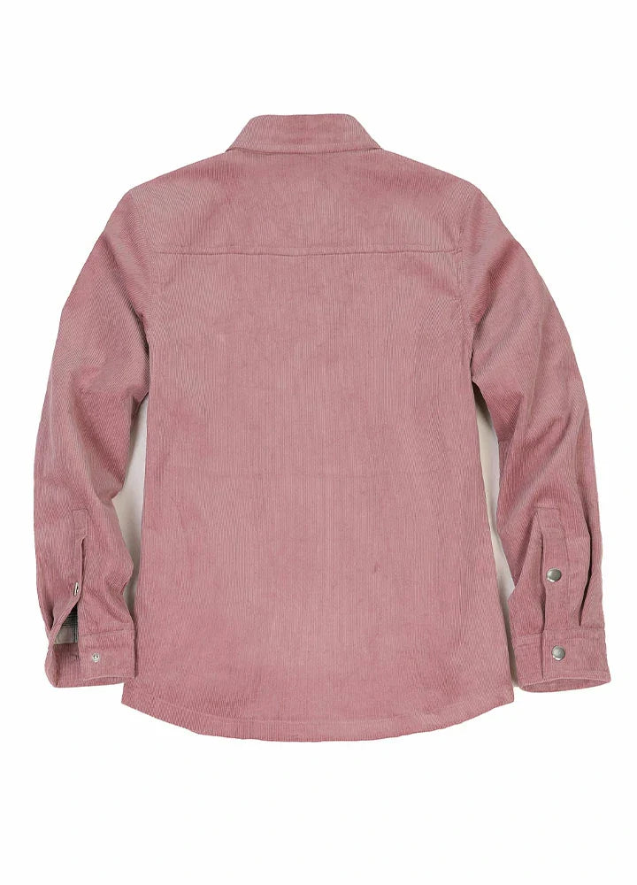 Women's Boyfriend Fit Flannel-Lined Long-Sleeve Corduroy Shirt Jacket-4