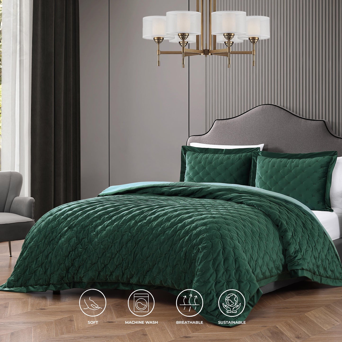 Bebejan 3 Piece Velvet Comforter Set-1