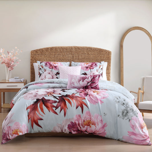 Bebejan Blooming Peonies 5 Piece Reversible Comforter Set-0