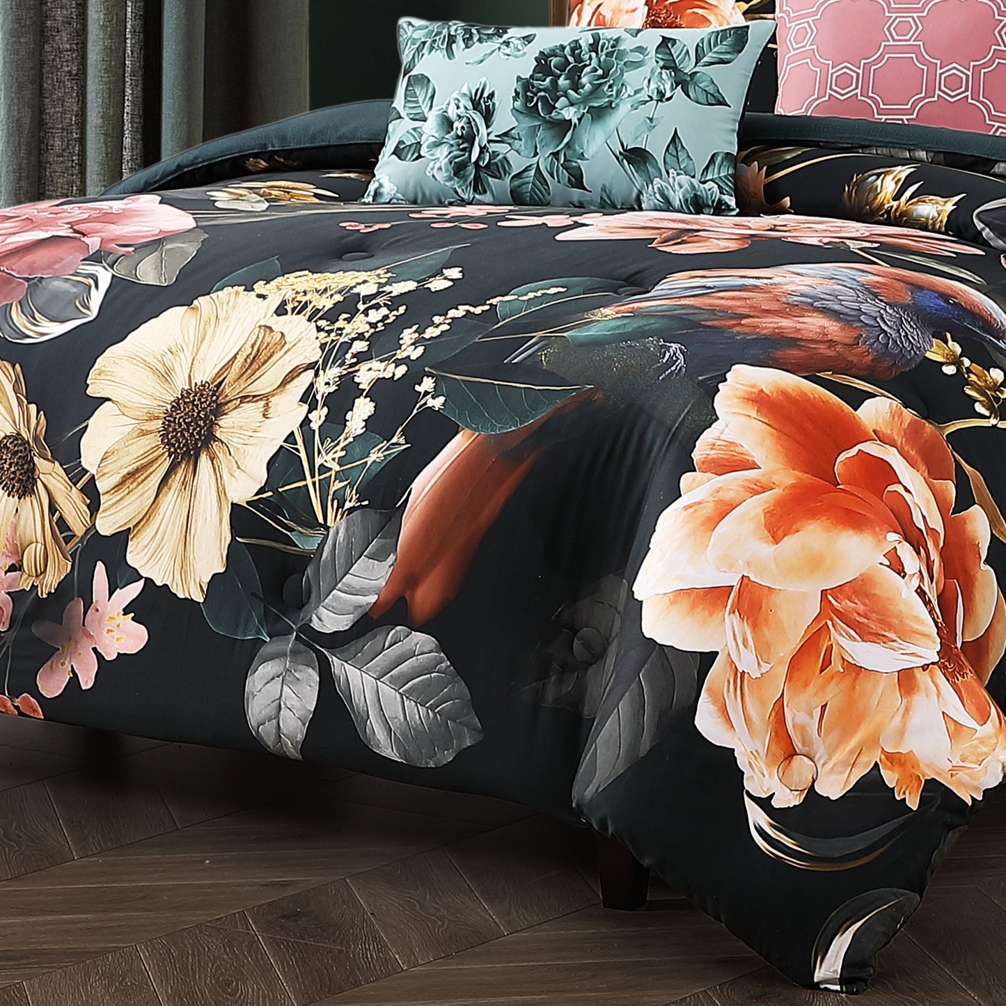 Bebejan Botanical Birds 5 Piece Reversible Comforter Set-3