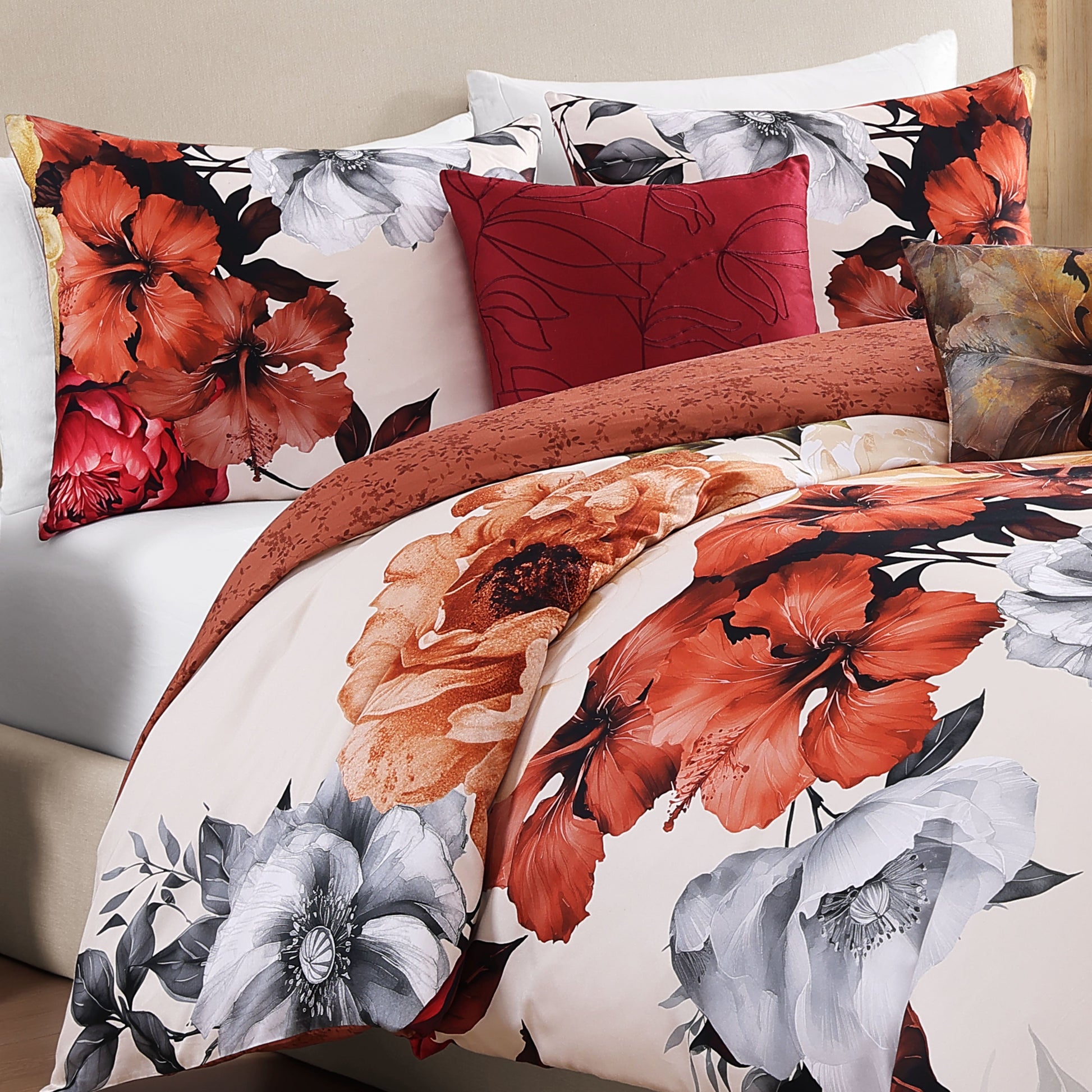 Bebejan Carnelian Flora 5 Piece Reversible Comforter Set-3