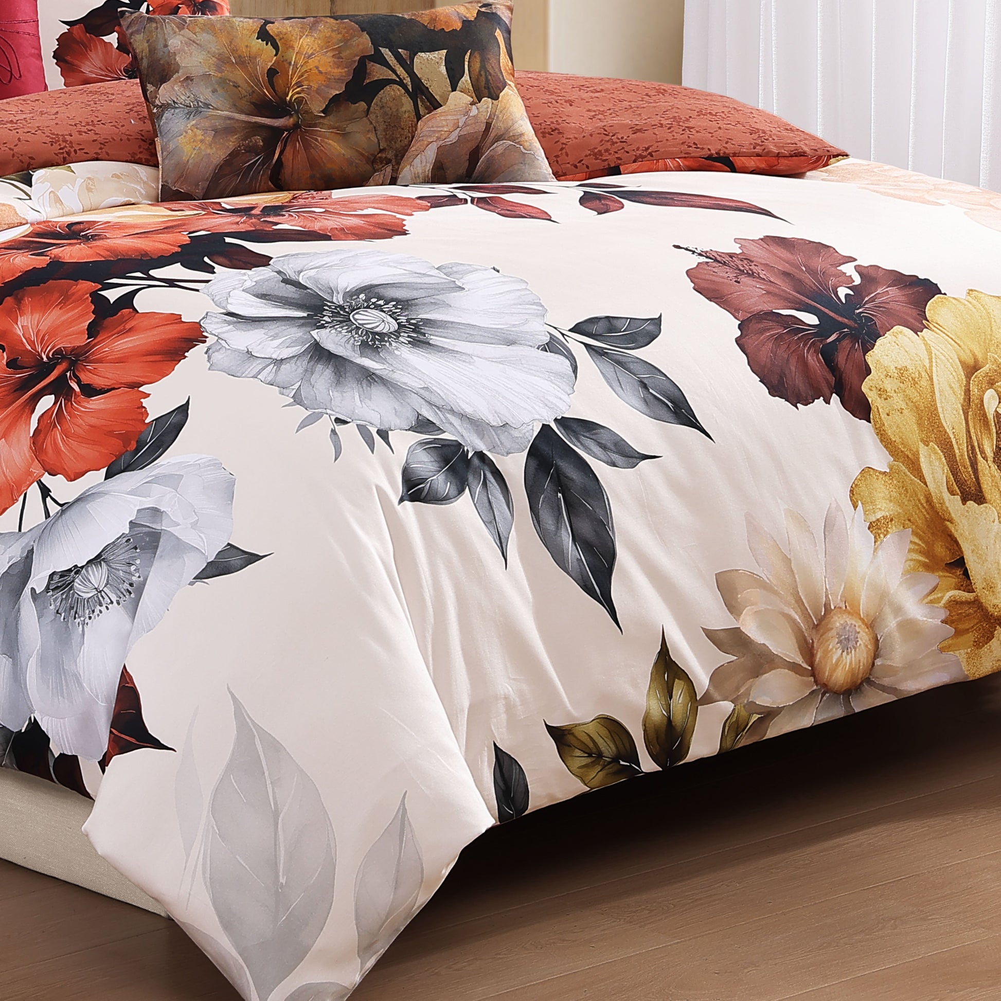 Bebejan Carnelian Flora 5 Piece Reversible Comforter Set-4