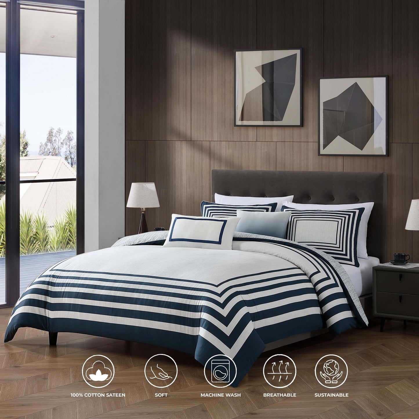 Bebejan Frames 5 Piece Reversible Comforter Set-2