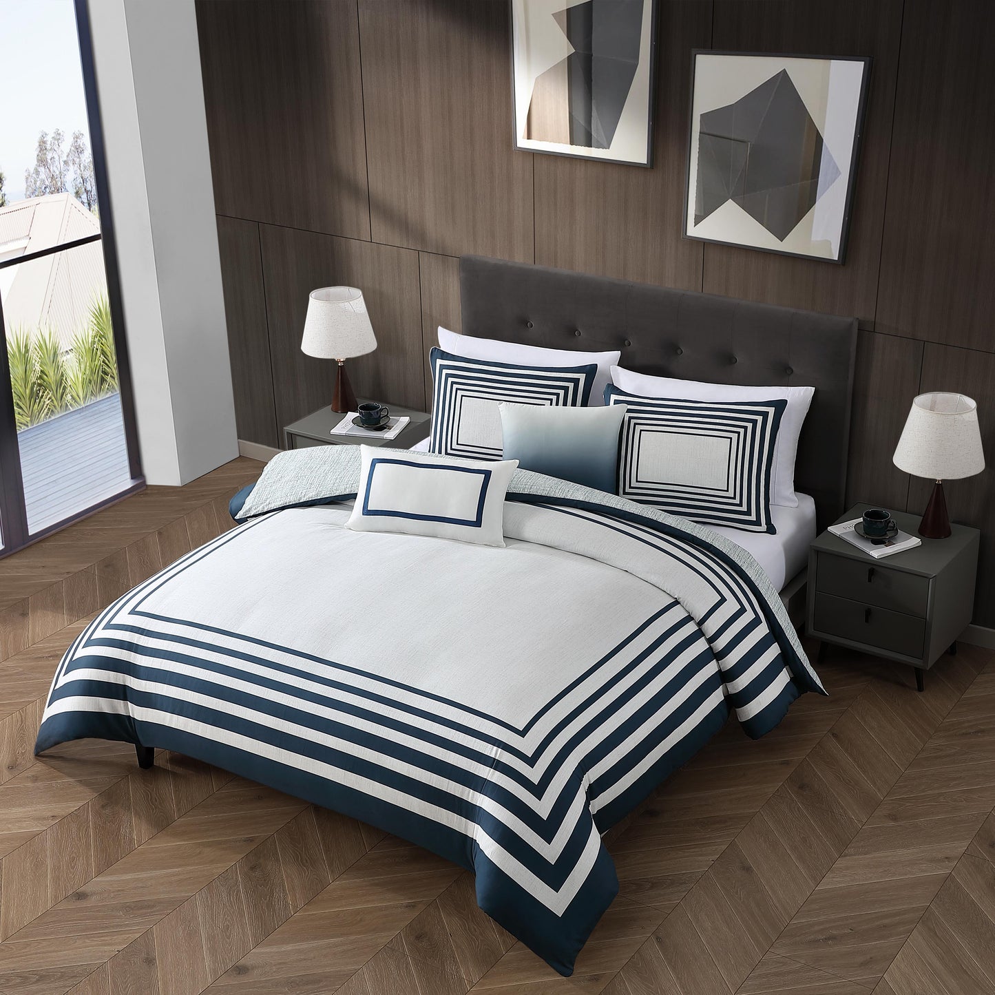 Bebejan Frames 5 Piece Reversible Comforter Set-3