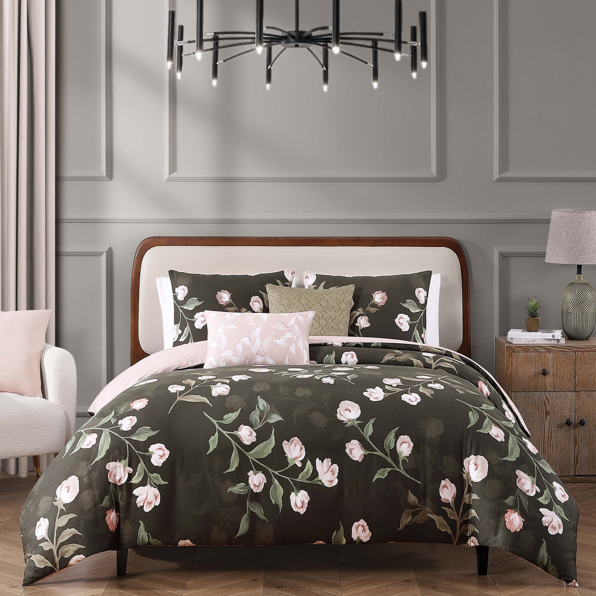 Bebejan Jasmine Flowers 5 Piece Reversible Comforter Set-0