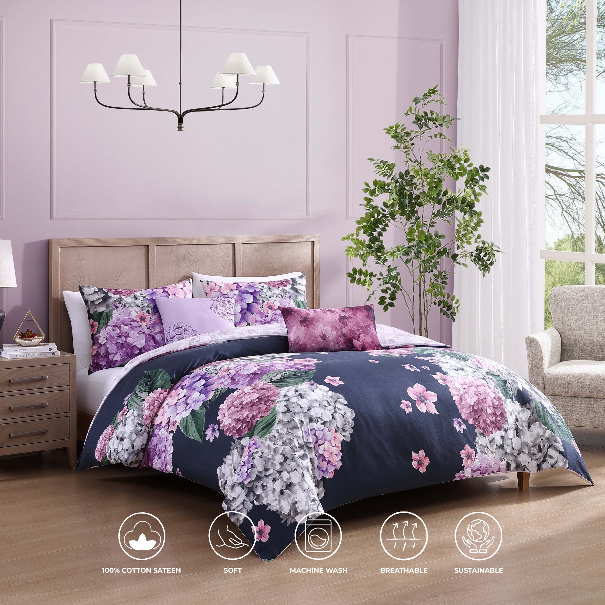 Bebejan Purple Bliss 5 Piece Reversible Comforter Set-1