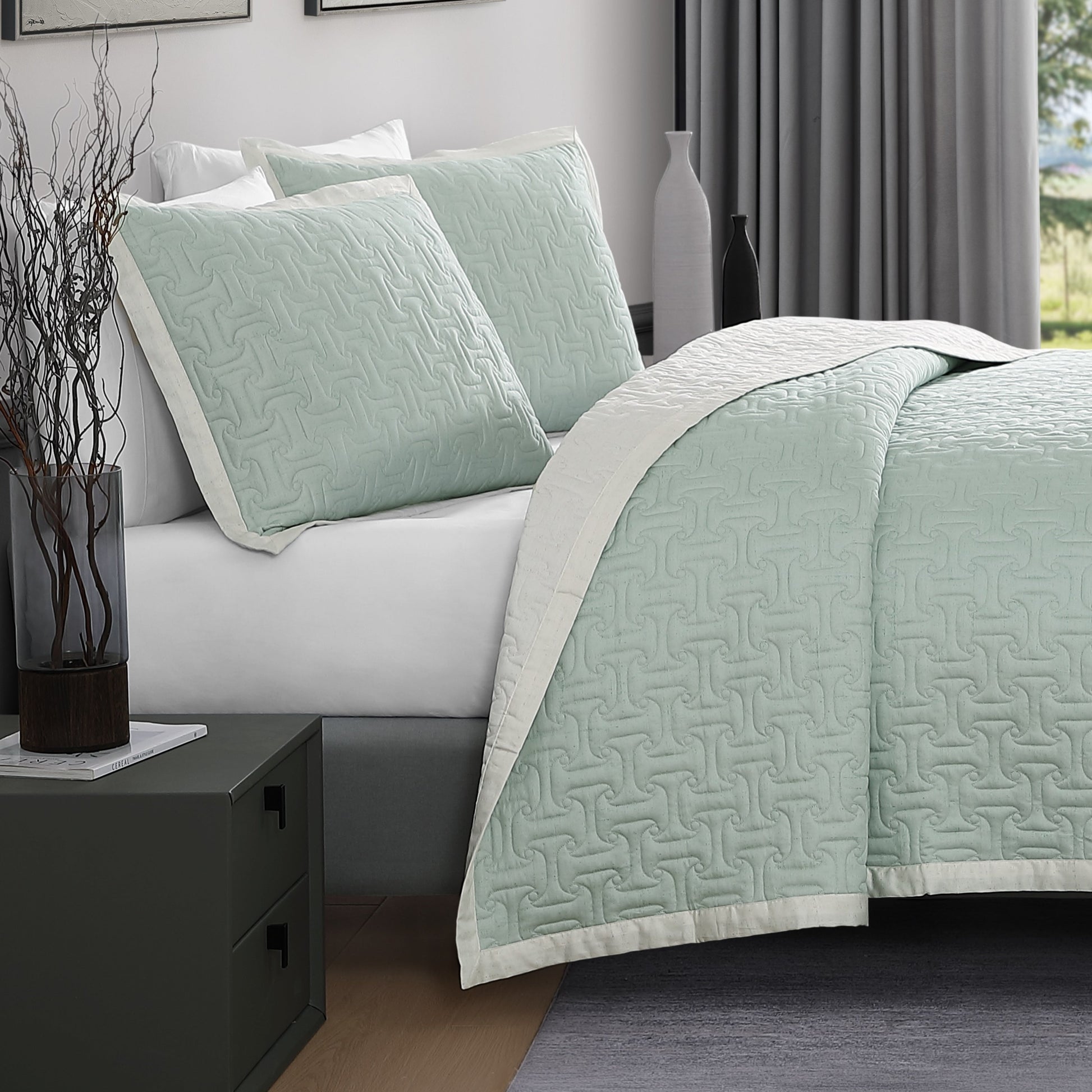 Bebejan 3 Piece Textured Quilted Coverlet Set-4