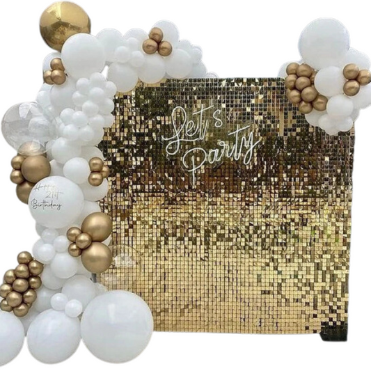 Light Gold Shimmer Wall Backdrop – 18 pcs Decorative Panels Glitter-0