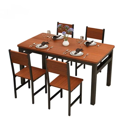 Wood & Steel Dining Set (Oak & Black)-0
