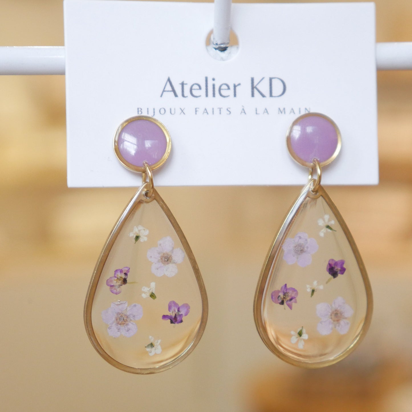 Boucles d'oreilles Duo Violet  - goute (XL 32mm)