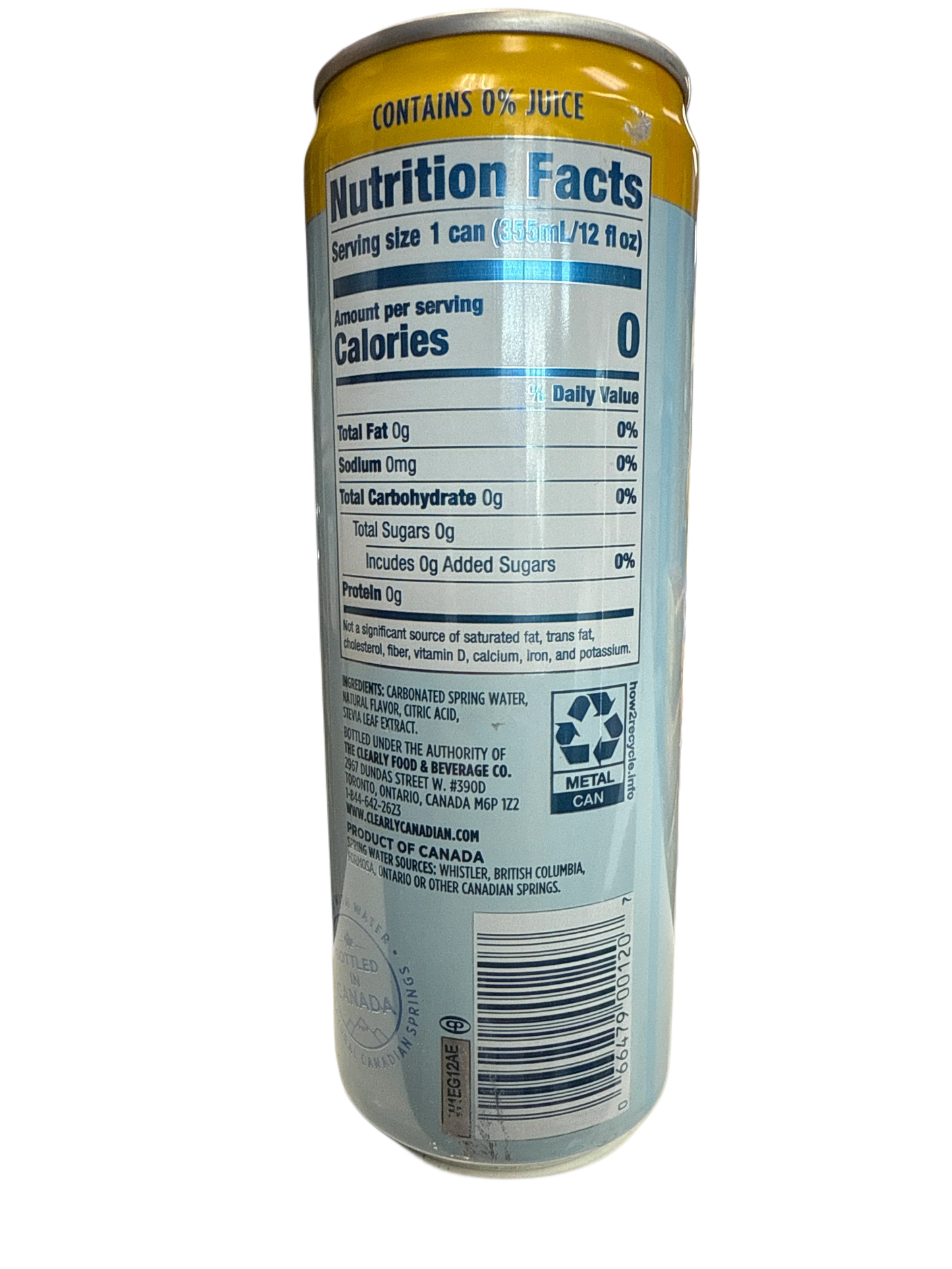 Clearly Canadian Zero Sugar Tropical Splash Flavour 355ML - Canadian Edition