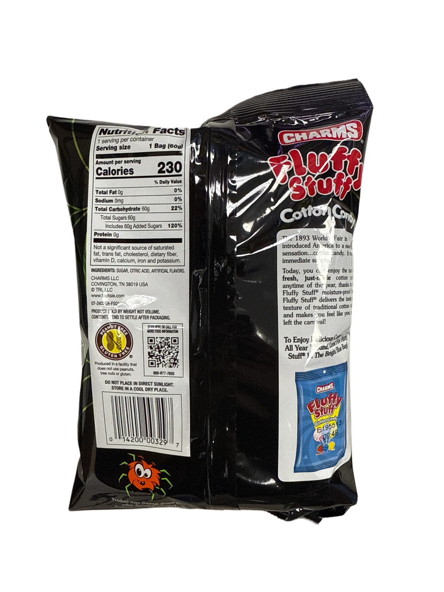 Charms Halloween Spiders Web Cotton Candy Sour Apple Flavour 60G - U.S Edition