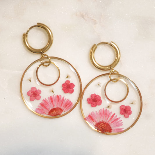 Boucles d'oreilles Thalia rouges - rond  - (XL)