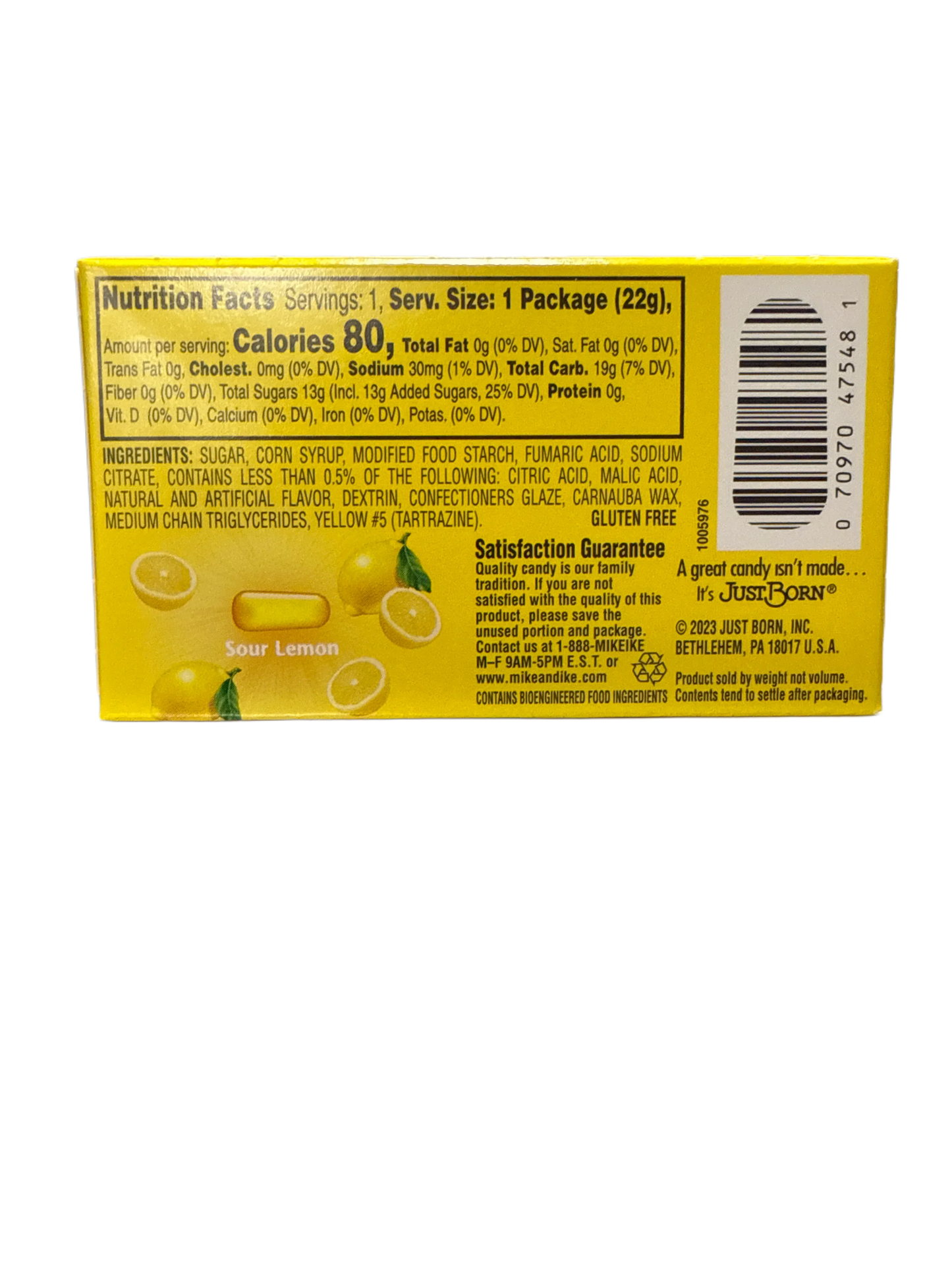 Mike and Ike Sour Lemon Flavour Candy 22G - U.S Edition