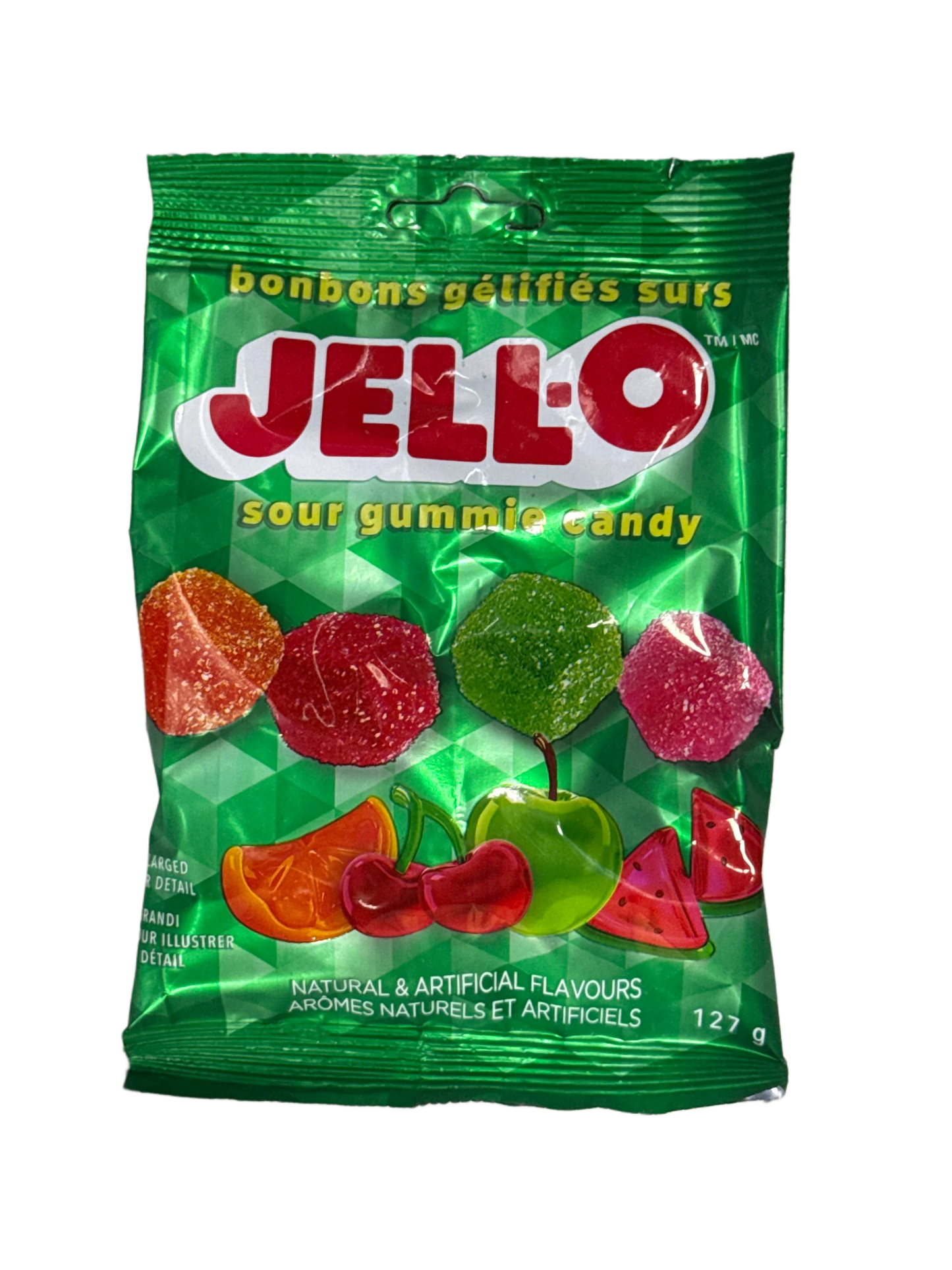 JELL-O Sour Gummy Candy Cubes 127G - Canadian Edition